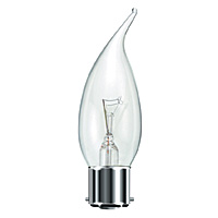 Unbranded BE00800 - 40 Watt Clear Bent Tip BC Candle Bulb