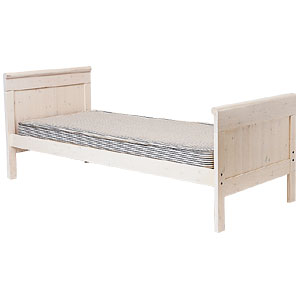 A solid pine bed with beautiful tongue-and-groove