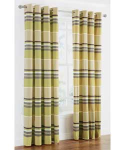 Unbranded Becket Green Stripe Eyelet Curtains - 90 x 90
