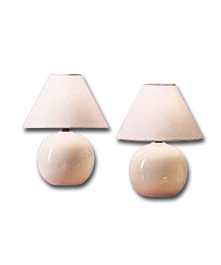 Pair of Bedside Cream Lamps.