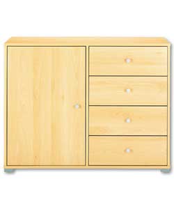 Beech effect. 1 adjustable internal shelf. 4 drawers. Size (W)100, (D)39.6, (H)77.2cm. Packed flat