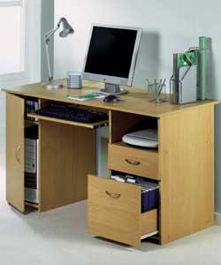 Beech Effect Computer Desk with Filing