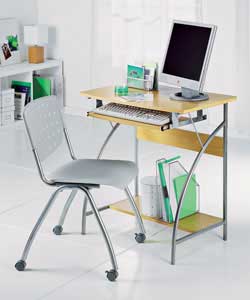 Beech Effect Desk and Chair Set