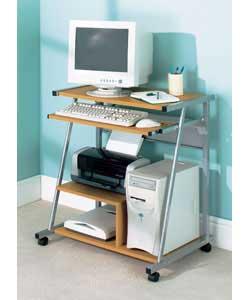 PC trolley with beech effect shelving and metal frame.Suitable for 17in CRT monitor, keyboard,