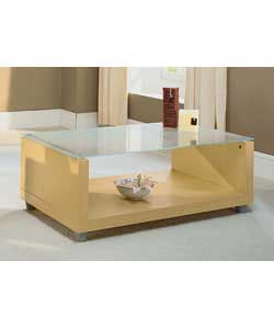 Beech Finish and Glass Coffee Table