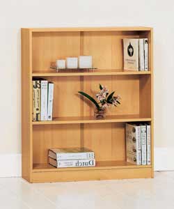 Beech effect bookcase. 2 adjustable shelves.Size (W)78, (D)20, (H)91.5cm.Packed flat for home