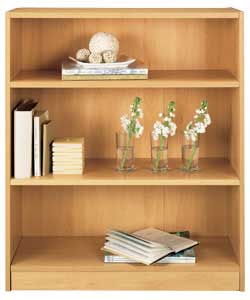 Beech effect bookcase.2 adjustable shelves.Size (W)78, (D)29, (H)91.5cm.Packed flat for home