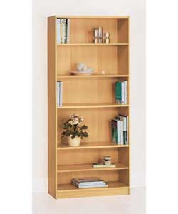 Beech effect bookcase.4 adjustable shelves and 1 fixed.Size (W)78, (D)29, (H)180cm.Weight is in