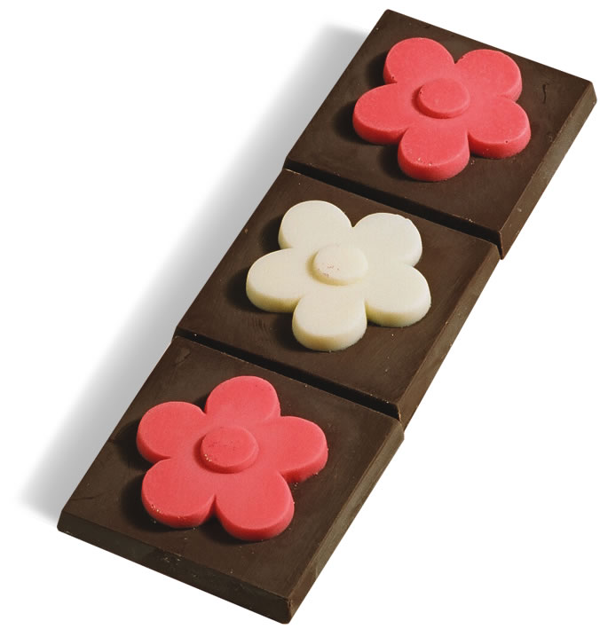 Indulge with rich belgian chocolate beautifully designed as 3 flowers.