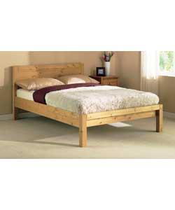 Scandinavia solid pine with a sand stain. Size (W)142.5, (L)205.1, (H)90cm (including headboard). Su