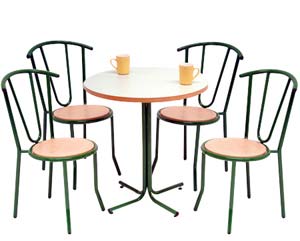 Ideal for the staff restaurant, canteen or café. Comprising bistro style table with 4 matchin