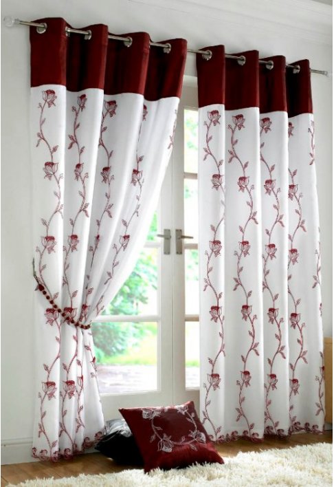 Unbranded Caicos Burgundy Lined Eyelet Curtains