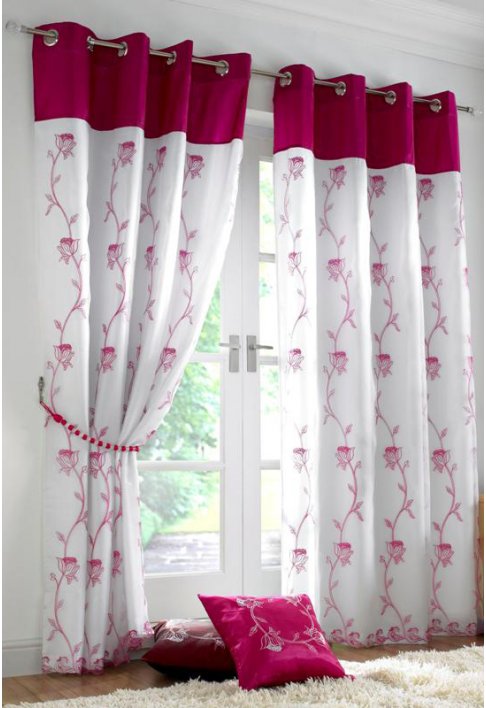 Unbranded Caicos Cerise Lined Eyelet Curtains