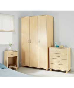 Calais 3-Piece Bedroom Package with 3-Door Robe - Maple