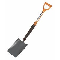 Solid-forged carbon steel trenching shovel with polyfibre shaft and insulation to 10,000 volts