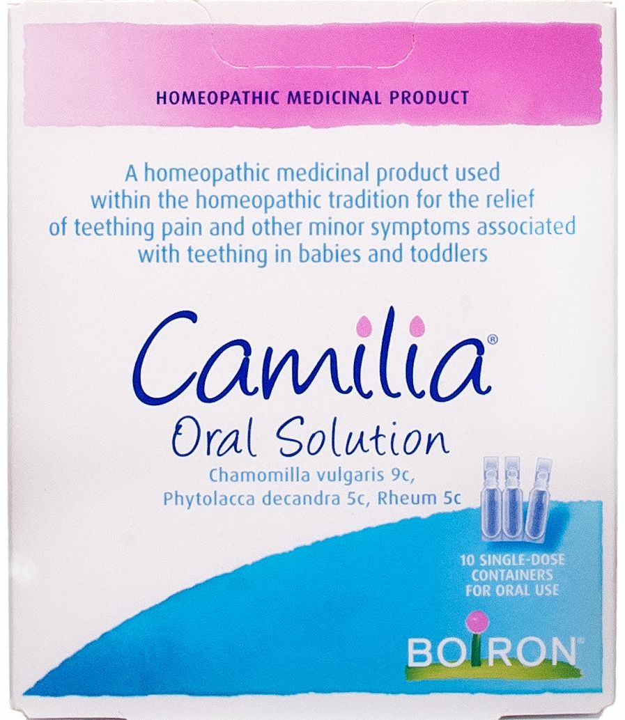 Camilia Teething Oral Solution is a homeopathic remedy that is used in the homeopathic tradition for natural relief of teething pain and symptoms of toothache, including painful and swollen gums, irritability, mild fever and digestive disorders. Cami