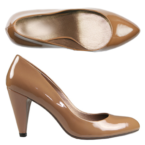 A Patent Court shoe from Jones Bootmaker. With pointed toe and covered heel, a must for this season.