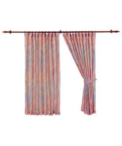 Pair of unlined curtains complete with tie-backs.50% cotton, 50% polyester.Machine washable. Width
