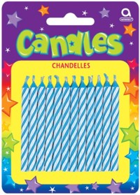 Unbranded Candles: Blue Candy Stripe Pk24