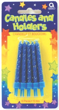 Unbranded Candles: Glitter Blue with Holders Pk10