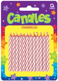 Unbranded Candles: Pink Candy Stripe Pk24
