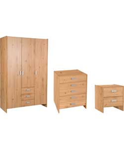 Unbranded Capella 3 Piece 3 Door Wardrobe Package - Pine