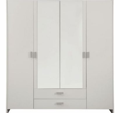 Unbranded Capella 4 Door 2 Drawer Mirrored Wardrobe - Soft