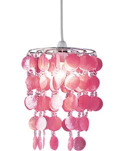 Unbranded Capiz Pink Beaded Pendant Light Shade