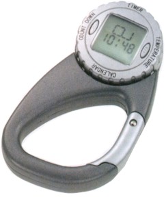 Original `Carrabiner` stopwatch with calendar  timer and thermometer functions. 1 button cell