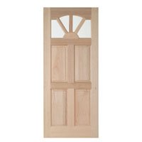 Stained hardwood external dowelled door with clear glass, Avoid storing next to any kind of direct