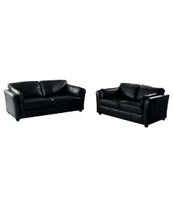 Unbranded Carmelo Large Leather Sofa - Black