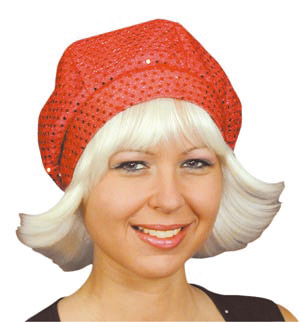 Unbranded Carnaby Hat, red hat with blonde hair