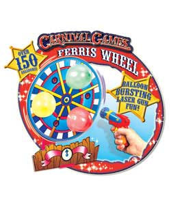 Spinning Ferris Wheel with target sensors.Hit the sensors, using the toy laser shooter, to pop the