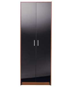 Unbranded Caspian 2 Door Wardrobe - Black Gloss with Beech