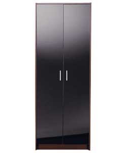 Unbranded Caspian 2 Door Wardrobe - Black Gloss with Wenge