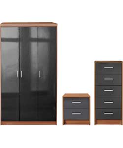 Unbranded Caspian 3-piece 3 Door Wardrobe Package - Black
