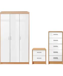 Unbranded Caspian 3-piece 3 Door Wardrobe Package - White