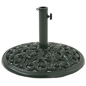 A cast iron base in a green finish, for parasol po