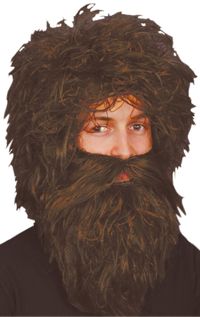 Look like a wild caveman or Robinson Crusoe in this wig and beard set