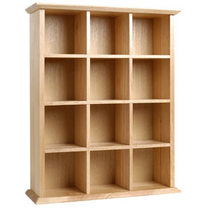 CD storage unit in natural, eco-friendly rubberwood, holding up to 144 CDs