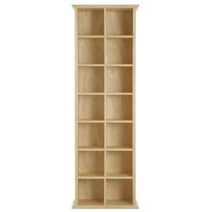 CD storage unit in natural rubberwood. Holds up to 168 CDs