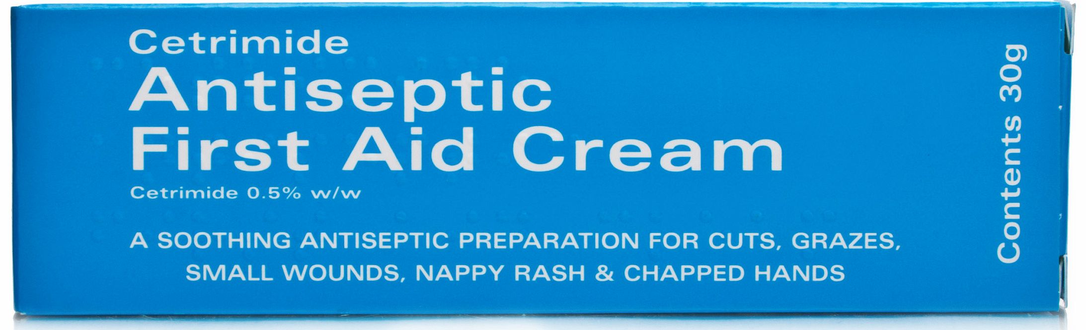 Cetramide Antiseptic First Aid Cream 30g is formulated to provide your minor wounds with fast-acting and effective treatment and relief. This soothing antiseptic cream works to lessen the pain caused by your injury and is suitable for cuts, burns and
