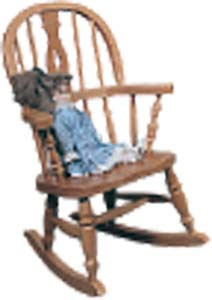 Childs low fiddle beech rocking chair