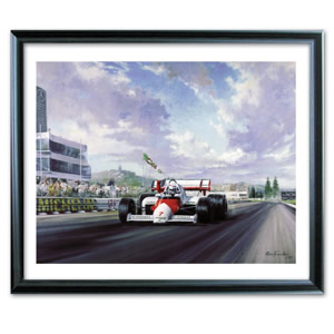 This `Championship Challenger` print captures Alain Prost on his way to win in the European Grand Pr