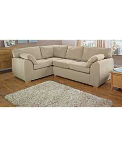 This attractive modern range with broad arms and beech feet can be purchased here as a corner group 
