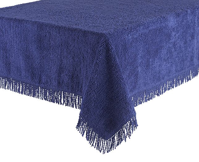 Unbranded Chenille Table Cover 52 inchx90 inch Navy