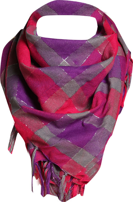 Unbranded Cheryl checked scarf with tassles and metallic thread