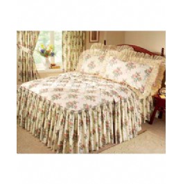 Chestnut Hill Quilted Bedspread Duvet covers and pillowcases trimmed with deep lace. Bedlinen in smo