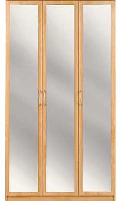 Unbranded Cheval 3 Door Mirrored Wardrobe - Beech Effect