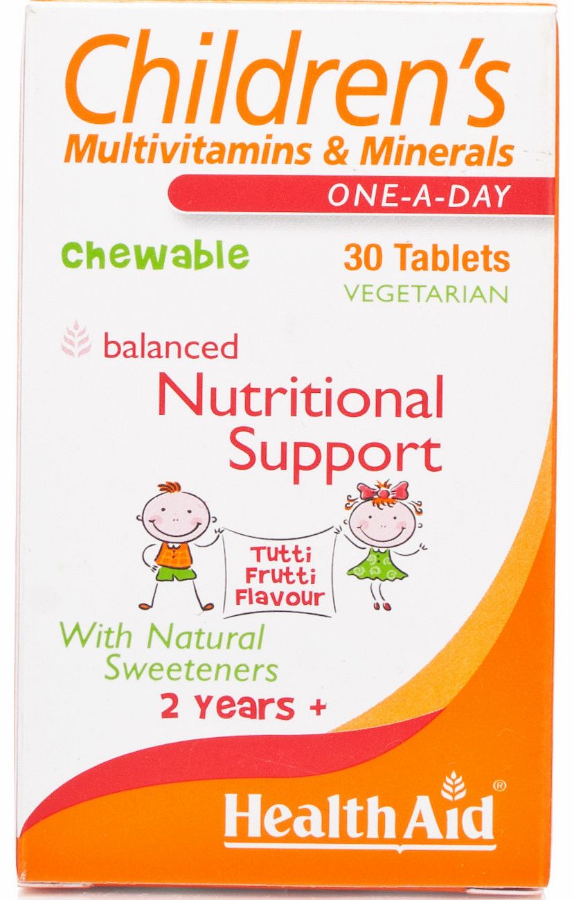 Childrens Multivitamin and Minerals - Chewable help ensure your kids get nutritional balance they need. These one a day, naturally sweetened and chewable tablet have a delicious tutti frutti flavour. Your kids will enjoy them so much theyll find it h